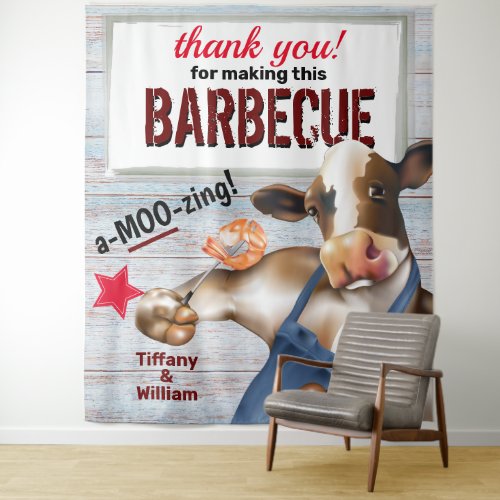 Barbecue Cookout Cow Grilling Shrimp Backdrop