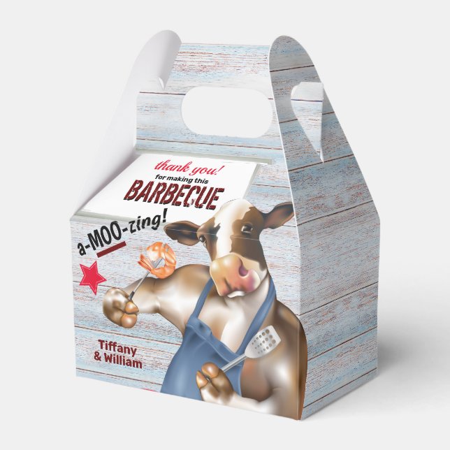 Barbecue Cookout Cow Grilling Shrimp Favor Boxes (Front Side)