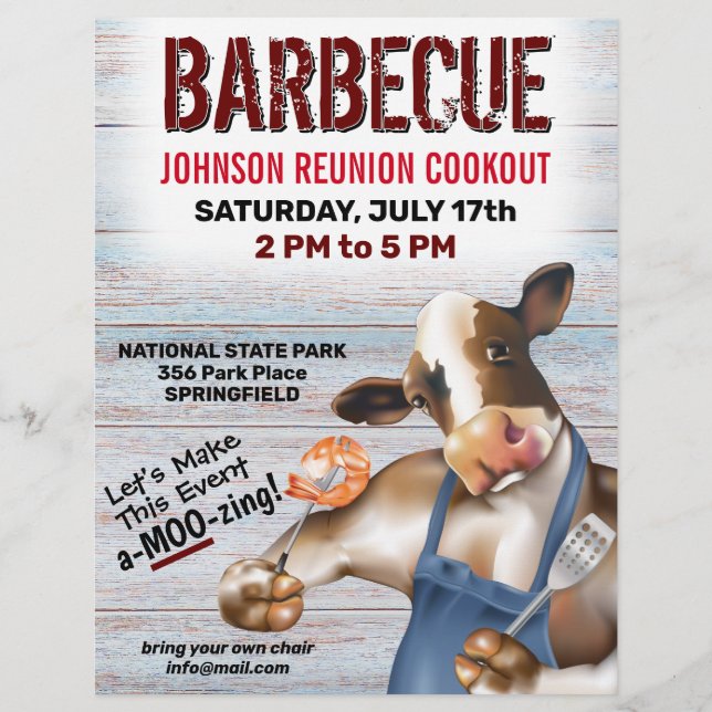 Barbecue Cookout Cow Grilling Shrimp Flyer (Front)