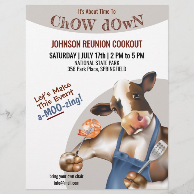 Barbecue Cookout Cow Grilling Shrimp Flyer (Front)