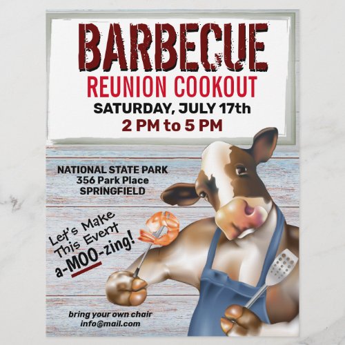 Barbecue Cookout Cow Grilling Shrimp Flyer