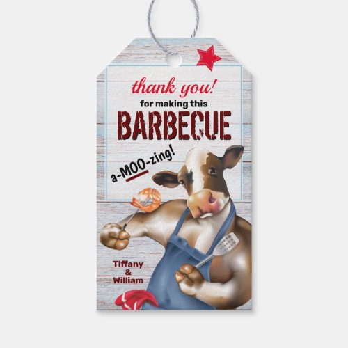Barbecue Cookout Cow Grilling Shrimp Gift Tags