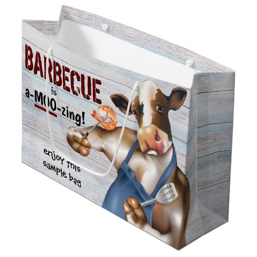 Barbecue Cookout Cow Grilling Shrimp Large Gift Bag