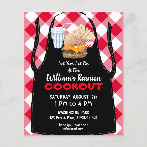Barbecue Cookout Reunion Fast Food Gingham Flyer