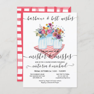 Barbecue Couples Shower Rehearsal Dinner Floral Invitation