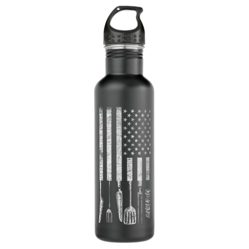 Barbecue Equipment Patriotic Men Gift US Flag BBQ Stainless Steel Water Bottle