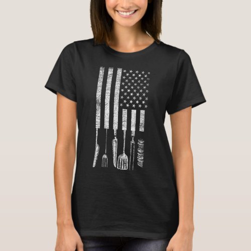 Barbecue Equipment Patriotic Men Gift US Flag BBQ T_Shirt