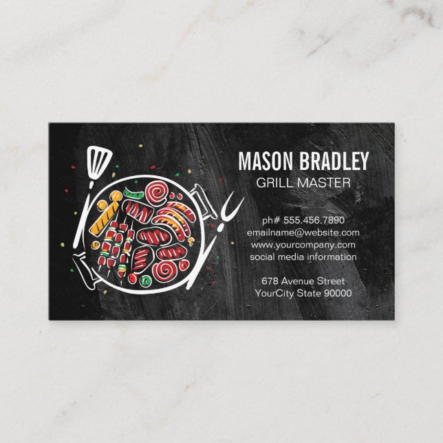 Barbecue Foods | Culinary Drawing | Cooking Business Card (Front)