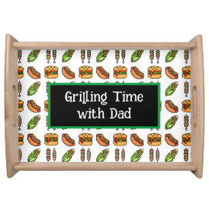 Barbecue Foods Hamburger, Hotdog, Shish Kabob Serving Tray