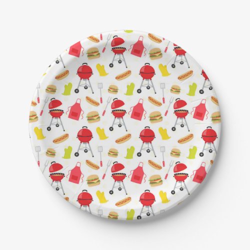 Barbecue Grill Cookout Pattern Paper Plates