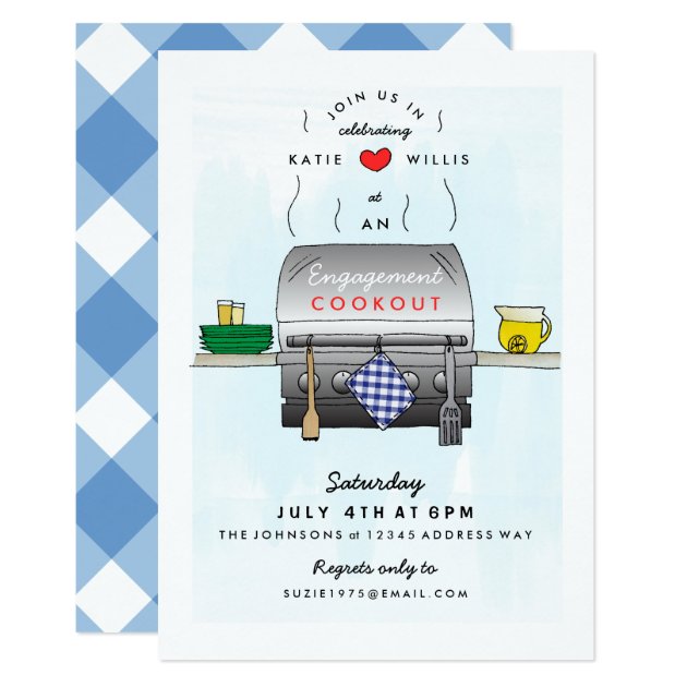 Barbecue Grill Engagement Party Invitation