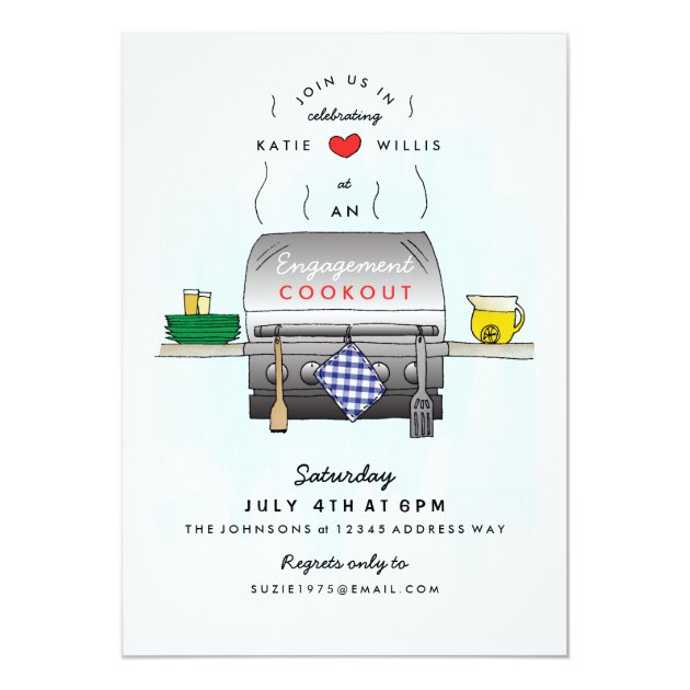 Barbecue Grill Engagement Party Invitation