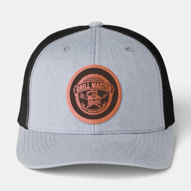 Barbecue Grill Master Leather Patch Hat (Front)