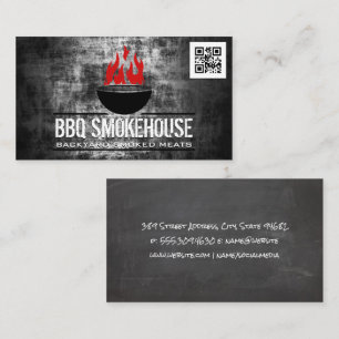 Barbecue Grill on Fire qr code Business Card