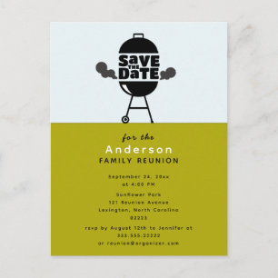 Barbecue grill party Save the Date Postcard