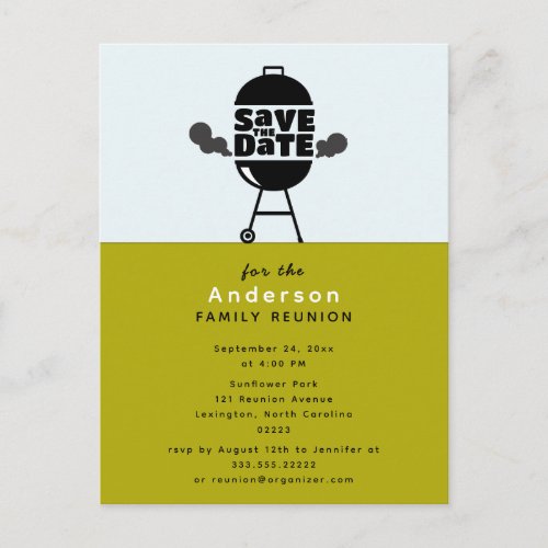 Barbecue grill party Save the Date Postcard