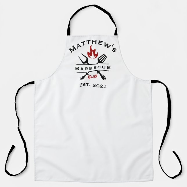 Barbecue & Grill Personalized Men's Apron (Front)