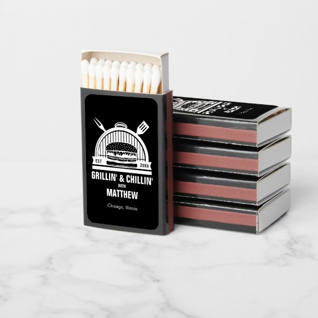 Barbecue Grillin' & Chillin Bachelor Party Matchboxes (Stacked)