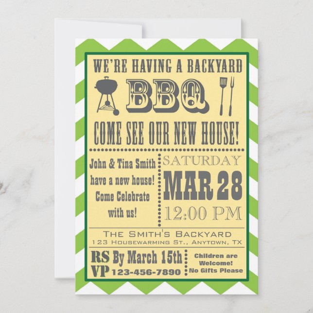 Barbecue Housewarming Invitation (Front)