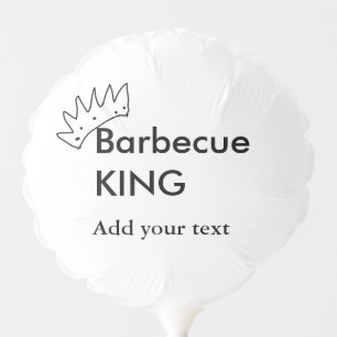 Barbecue king add name text men kitchen bakery balloon