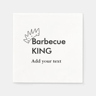 Barbecue king add name text men kitchen bakery napkins