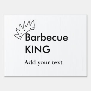 Barbecue king add name text men kitchen bakery  sign