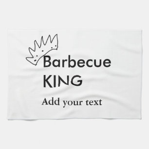 Barbecue king add name text men kitchen bakery towel