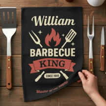 Barbecue King - Kitchen Towel (Custom Name)