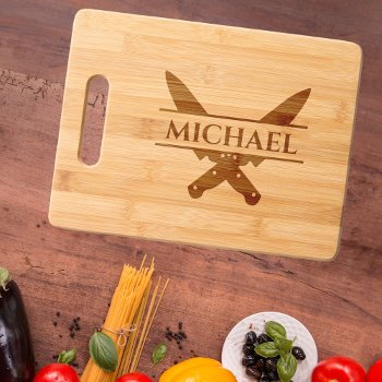 Barbecue Knives Cooking Monogram Chef Grilling Cutting Board by ColorFlowCreations at Zazzle