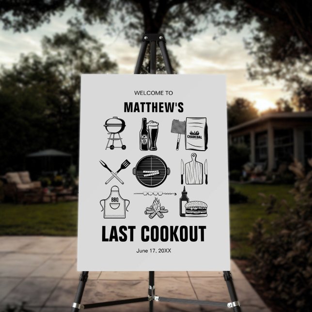 Barbecue Last Cookout Bachelor Party Welcome Foam Board (Creator Uploaded)
