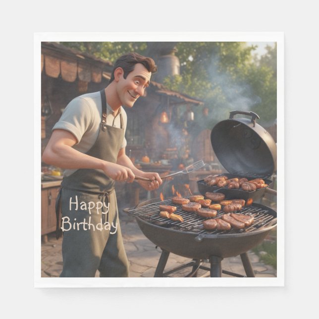 Barbecue Man Birthday Napkins (Front)