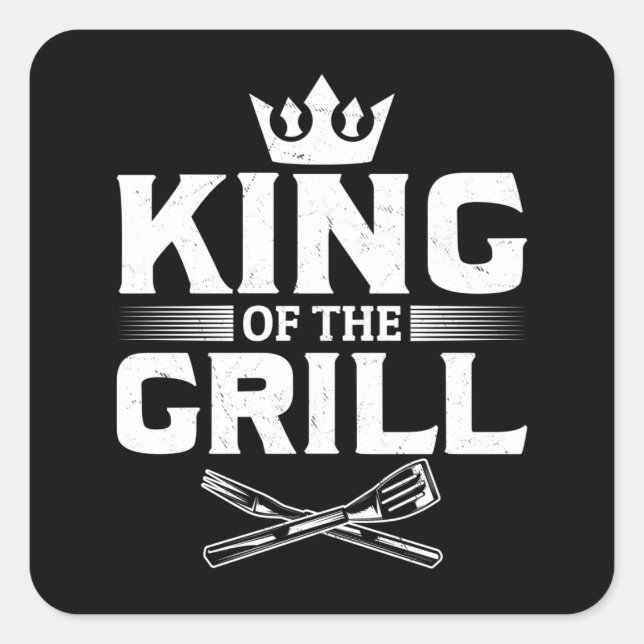 Barbecue Meat Smoking Men BBQ Grilling King Square Sticker (Front)