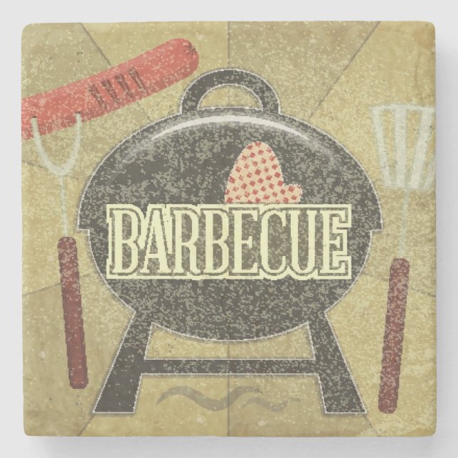 Barbecue Menu Stone Coaster (Front)