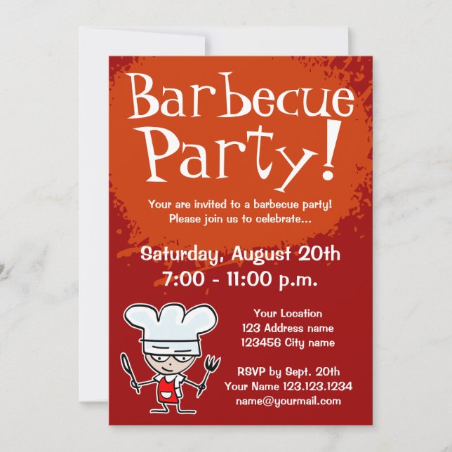Barbecue party invitations | BBQ invites (Front)