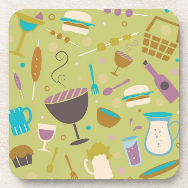 Barbecue Pattern Beverage Coaster (Front)