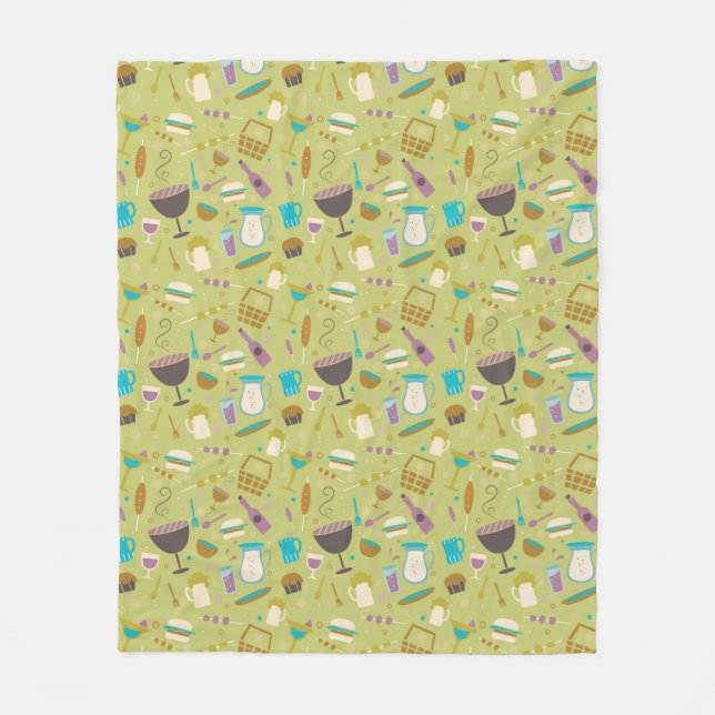 Barbecue Pattern Fleece Blanket (Front)