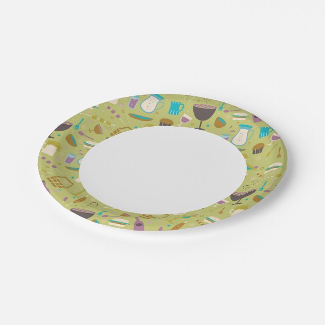 Barbecue Pattern Paper Plates (Angled)