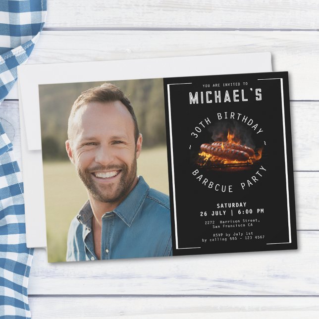 Barbecue Photo 30th Birthday Party  Invitation (Mockup View)