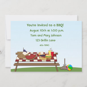 Barbecue Picnic Table Invitation