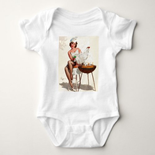 Barbecue Pin_Up Girl Baby Bodysuit
