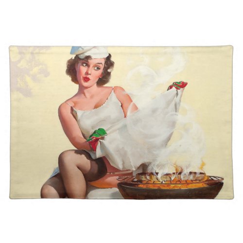 Barbecue Pin_Up Girl Cloth Placemat