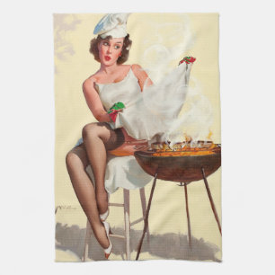 Barbecue Pin-Up Girl Towel