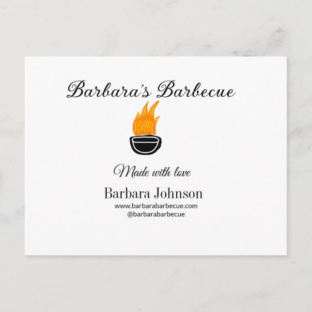 Barbecue restaurant kitchen social media website n postcard (Front)