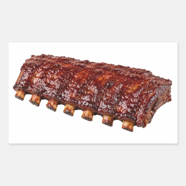 Barbecue Ribs Isolated on White Rectangular Sticker (Front)