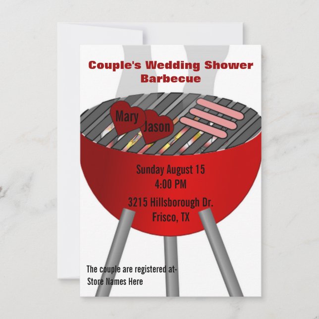 Barbecue Themed Couple's Wedding Shower Invitation (Front)