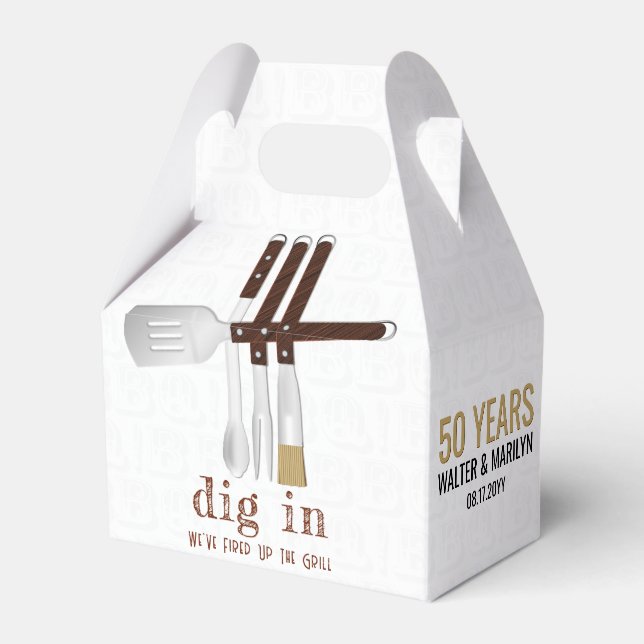 Barbecue Wedding Anniversary Favor Boxes (Front Side)