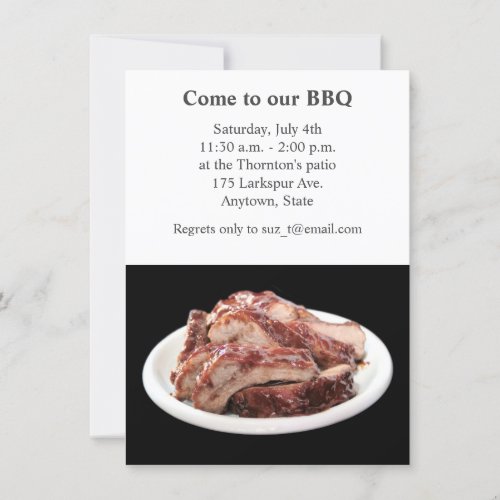 Barbecued baby back ribs invitation