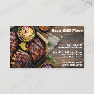 Barbecued ribs w/coleslaw and text space business card