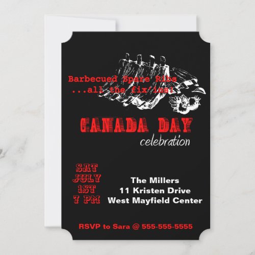 Barbecued Spare Ribs Canada Day Invitation