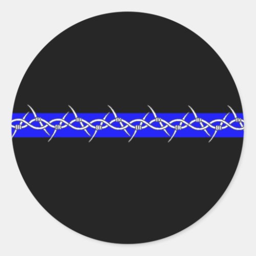 Barbed Blue Line Corrections Classic Round Sticker